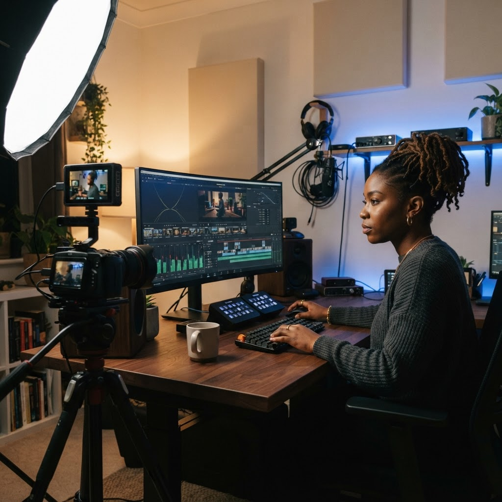 A creator at work in a technology studio